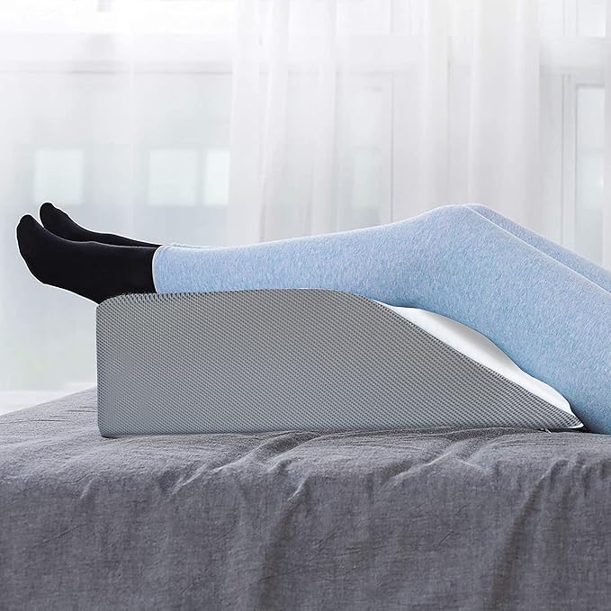 21-Inch Mattress System Pillow High-Density Rest Elevating Wedge, Relieves and Recovers Foot and Ankle Injury, Leg, Hip and Knee Pain, Multi-Purpose, Full Foam Top, White