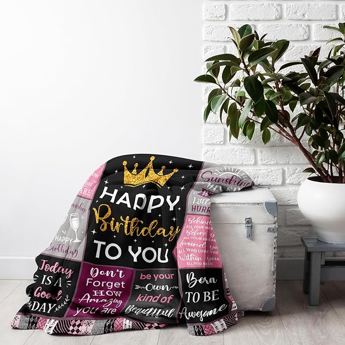 Birthday Gifts for Girls/Her, Happy Birthday Decorations Blanket 40"X50", Birthday Gifts for Teen Girls, Birthday Gifts for Daughter/Granddaughter/Friend/Sisters, Girls Birthday Gift Ideas
