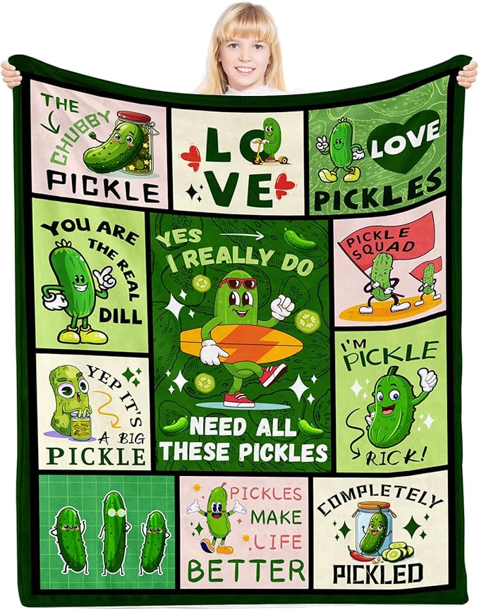 Pickle Blanket, Pickle Gifts for Pickle Lovers, Pickle Lover Gifts, Pickle Themed Gifts, Pickle Blanket for Pickle Lovers, Funny Pickle Gifts Blanket on Birthday Christmas 40x50 in