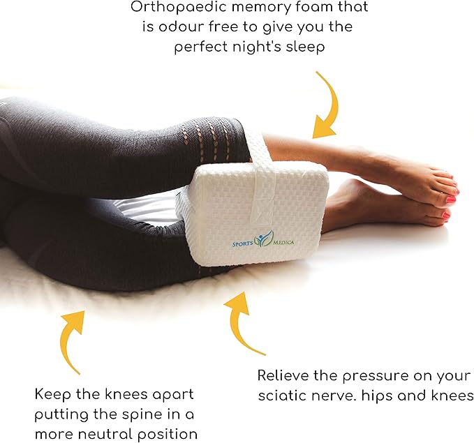 Doctor Developed Knee Pillow for Side Sleepers - Memory Foam Leg Side Sleeper Pillow, Sciatica Pain & Back Pain Relief - Leg Pillow with Strap to Support Spine Alignment - Orthopedic Hip Pillow