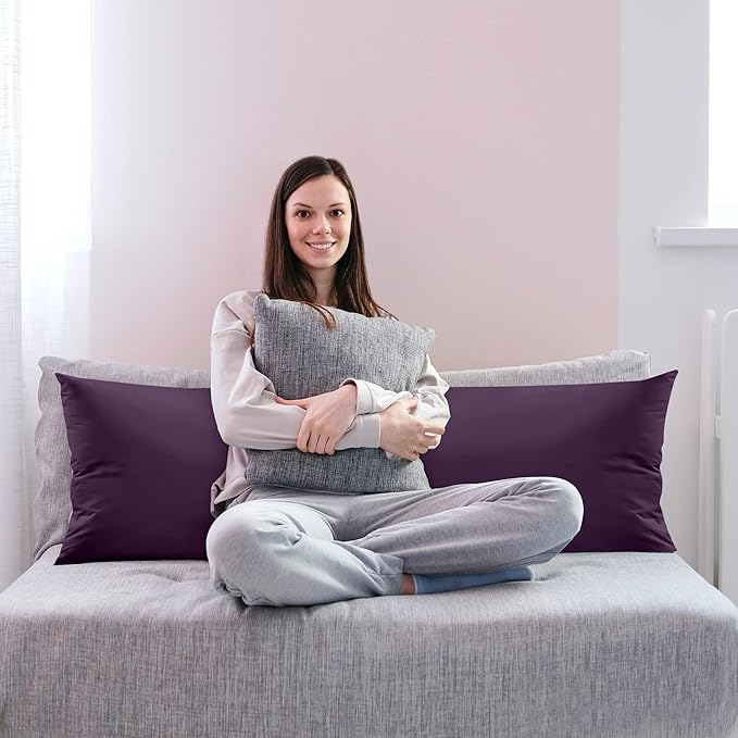 Utopia Bedding Full Body Pillow for Adults (Purple, 20 x 54 Inch, Pack of 06) Long Pillow for Sleeping, Large Pillow Insert for Side Sleepers