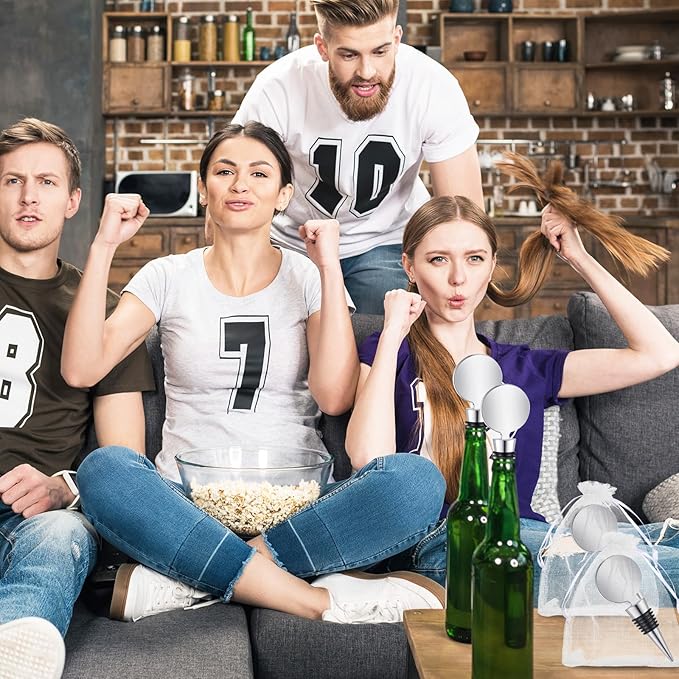 36 Sets Wine Stopper for Wine Bottles Wedding Wine Stopper Champagne Bottle Stoppers Beverage Bottle Stoppers with White Sheer Organza Bags Wedding Party Favor for Guests (Silver)