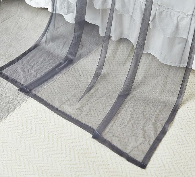 Akiky Canopy Bed Curtains Queen Sheer Grey Bed Canopy Scarf Bed Canopy,Kids Bed Scarf-Curtains for Room Décor or Wedding Party Décor(2 Bed Canopy)