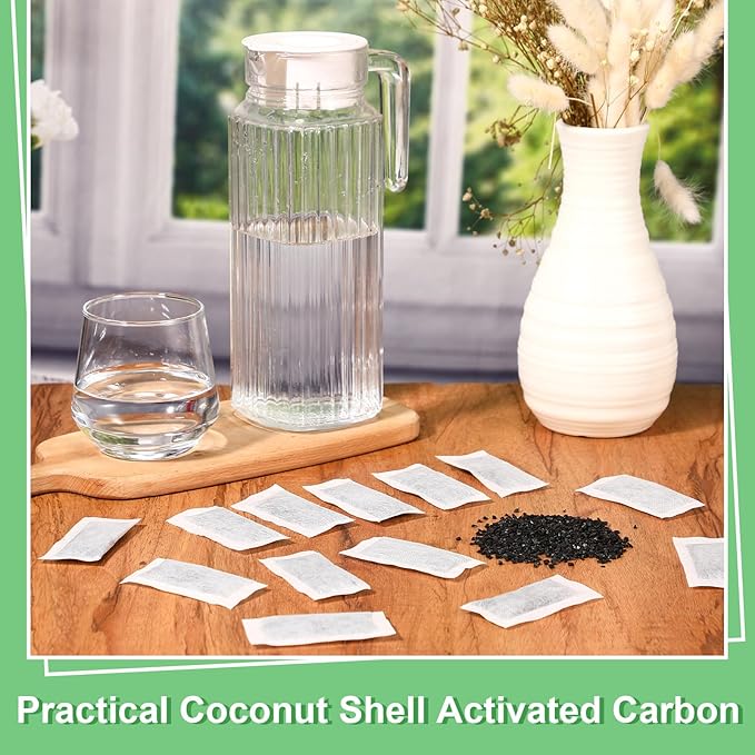 24 Packs Replacement Activated Charcoal Distiller Filters Coconut Shell Activated Carbon Filter Sachets Compatible with Countertop Water Distiller Models
