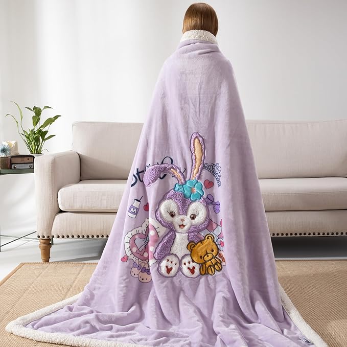 COSUSKET Kids Stella Lou Throw Blanket, 3D Cartoon Embroidery Sherpa Rabbit Blanket Girls Gifts