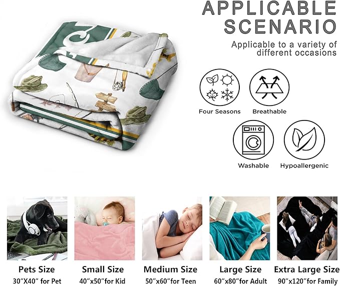 Custom Fishing Blankets and Throws,Fishing Gifts, Gifts for Fisherman,Custom Fish Blankets Fishing Gift for Man, Fish Hunter Gifts Throw Blanket, Fathers Day Fishing Gifts for Men,Teens Size-50"x60"