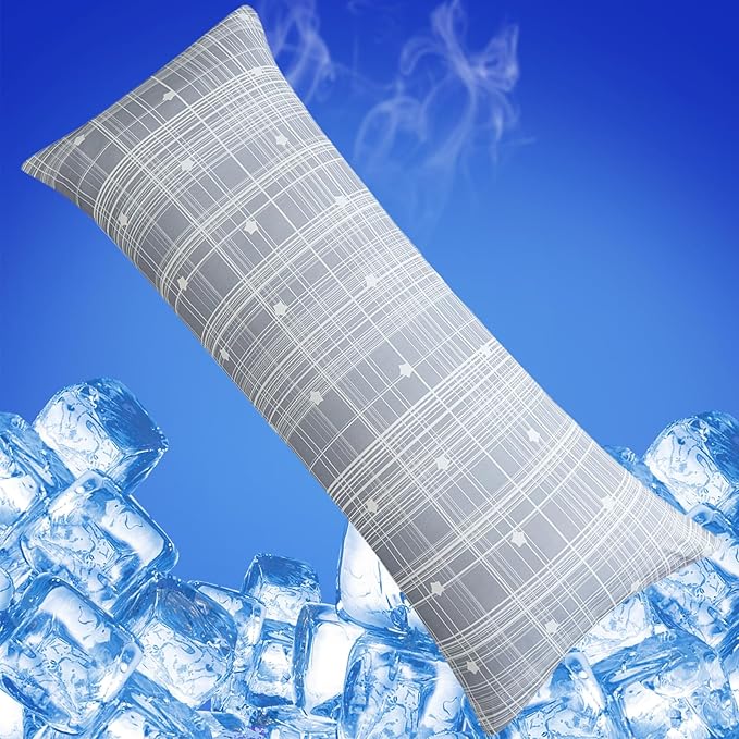 Cooling Body Pillow Case for Hot Sleepers - Floral Body Pillow Cover Cooling Double Side Arc-Chill Q-Max>0.5 Cooling Fiber - Breathable Cooling Body Pillow Cover with Zipper (20" x 54")