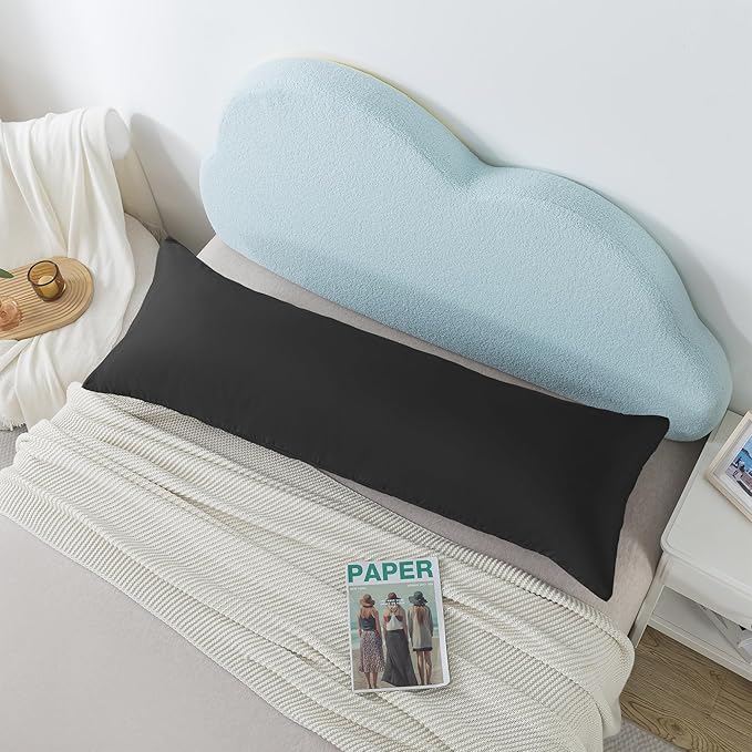 Ubauba Memory Foam Body Pillow with Cover, Full Large Body Pillows Insert for Adults with Envelope Closure Pillowcase, Firm & Fluffy Long Bed Pillows for Sleeping (20x54 inch, Pitch Black)