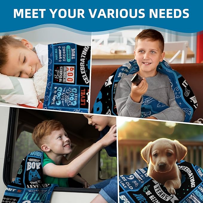 9 Year Old Boy Gifts Birthday Gifts for 9 Year Old Boys, Kids Blanket 60 x 80 Inches Warm Flannel Throw Blankets for Boys 9 Year Old Boy Birthday Gifts Ideas