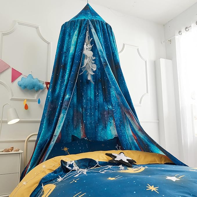 Mengersi Blue Bed Canopy for Boys, Canopy for Bed Indoor Outdoor Castle Hanging House Decoration Reading Nook (Blue)