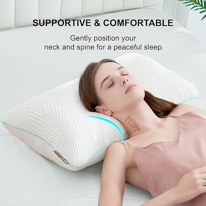 Shredded Memory Foam Pillows King Bed Pillows Set of 1, Summer Cooling Pillows for Hot Sleepers with Washable Pillowcase, and Winter Soft Dual Sided Pillow for Back and Stomach Sleepers