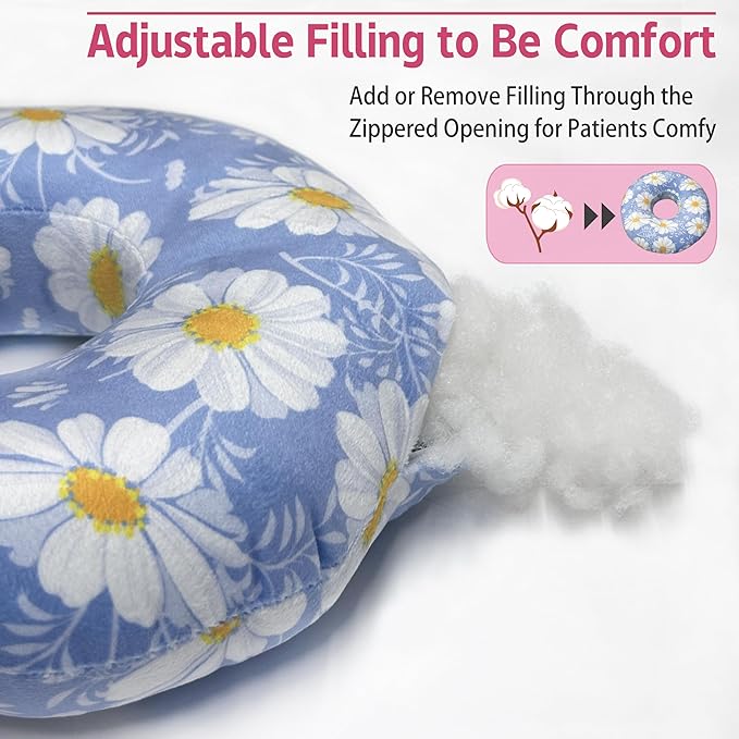 Ear Piercing Pillow for Side Sleepers with Ear Hole,Donut-Shaped Pillow, A Soft Pillow Suitable for All Individuals, Daisy