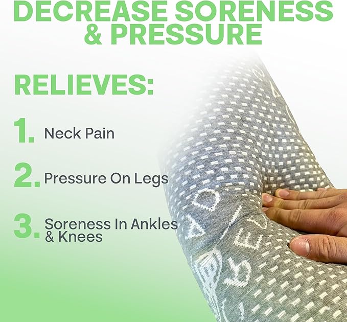 Sacred Thread 54”x8” Cylinder Body Pillow, Grey Cooling Hug Pillow for Adults, Memory Foam Cuddle Pillow, Soft and Supportive Long Body Pillow for Side Sleepers and Pressure Relief