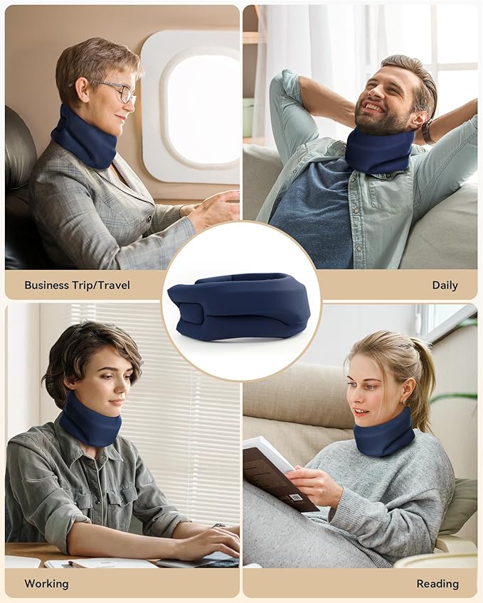 Neck Brace Cervical Collar - Neck Support Brace for Sleeping, Soft Foam Wraps Keep Vertebrae Stable and Aligned for Relief of Cervical Spine Pressure for Women & Men, (15.8-18.1 Inch) Blue