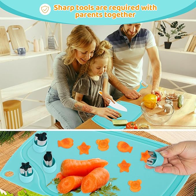 Kids Cooking Sets Baking Set with Storage Container 37 Piece Real Cooking Supplies with Cooking Utensils Cookbook Knives Apron for Girls Boys