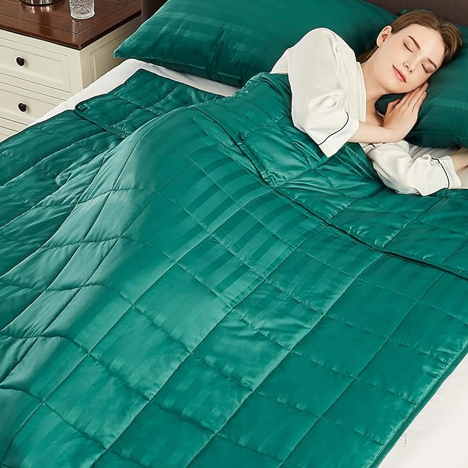 Weighted Blanket (36"x48" 5lbs) Weighted Blanket Cooling Blanket for Sleeping,Throw Size Breathable Blanket with Premium Glass Bead(Dark Green)