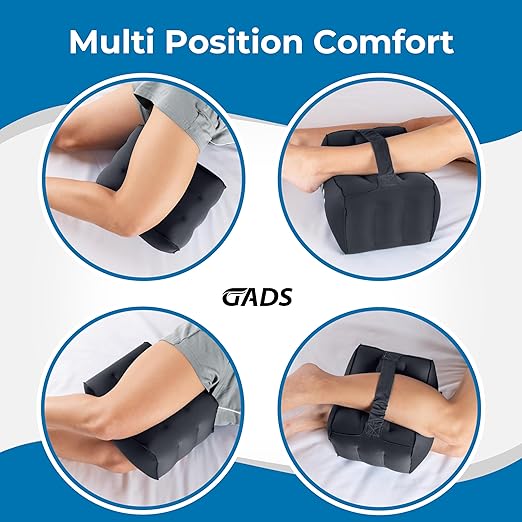 Inflatable Knee Pillow for Side Sleepers - Travel Knee Pillow - Leg Pillow for Side Sleeping - Hip, Back and Sciatica Pain Relief Pillow - Lightweight & Portable for Travel - Black