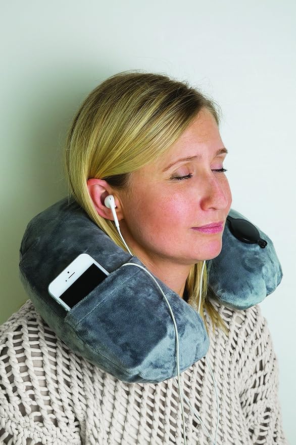 Travelon Deluxe Pillow, Gray, ﻿INFLATED 15 x 5 x 4 DEFLATED 17.25 x 5.25