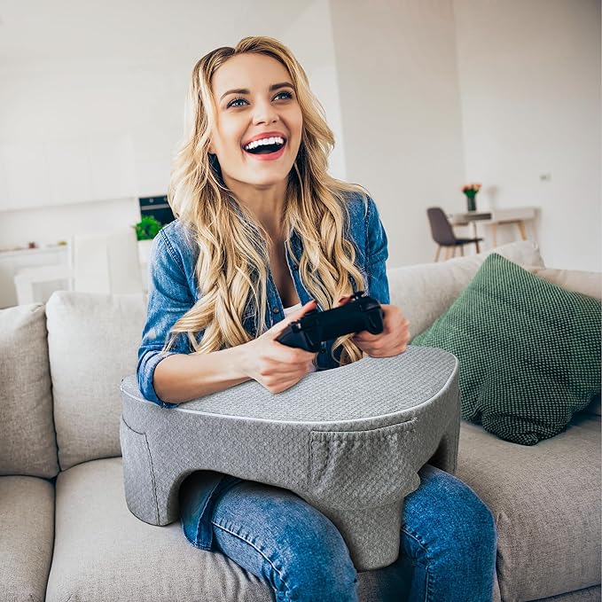 Reading Pillow for Lap & Gaming, Memory Foam Lap Desk Pillow, Extra Large Arm Rest Pillow for Adult, Laptop Pillow for Lap, Reading, Working, Gaming or Sitting in Bed, Floor, Sofa