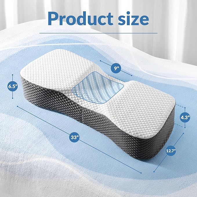 AM AEROMAX King Size Memory Foam Pillow - 6.5 Inch High Side Sleeper - Black and Gray Two-Tone Pillowcase - Memory Foam Pillow for Adults - Ideal for Side and Back Sleepers