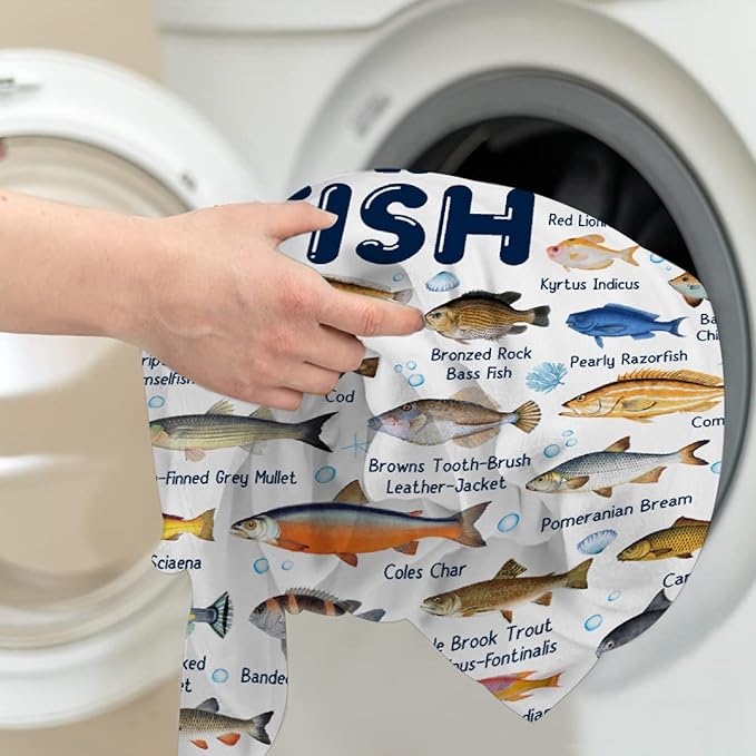 Fish Throw Blanket,Types of Fish Blanket Fish Blanket Gifts,Ultra Soft Lightweight Flannel Blankets Warm Fuzzy Cozy Plush Blankets for Couch Sofa Bed Living Room,Baby Size-30"x40"