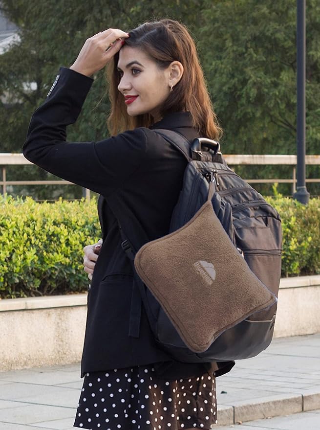 BlueHills Premium Soft Travel Blanket Pillow Airplane Flight Blanket Throw in Soft Bag Pillow case with Luggage Belt & Backpack Clip Compact Pack Large Blanket Taupe T023