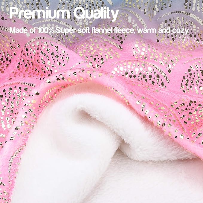 Catalonia Kids Mermaid Tail with Sleep Mask, Super Soft Flannel Sleeping Snuggle Blanket for Girls, Fish Scale Pattern, Birthday Gift for Daughter