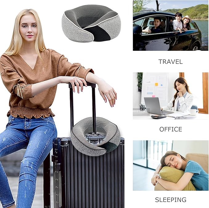 2024 New Neck Pillow, Wander Plus Travel Neck Pillow, Aircraft Memory Foam Travel Neck Pillow (Grey), OPZ-416 UPC-749799937905