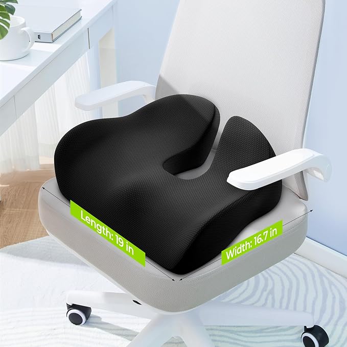 AUVON Enhanced Thick 4.7" Seat Cushions for Office Chairs, Hemorrhoid Pillow with Innovative Memory Foam for Balanced Support and Softness, Donut Pillow for Sciatica and Tailbone Pain Relief