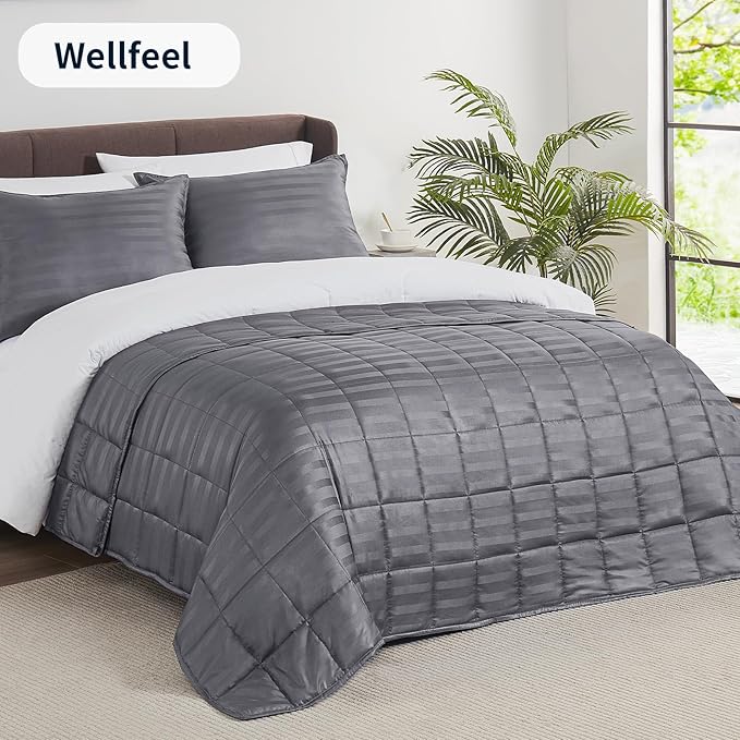 Weighted Blanket for Adult,15lbs Heavy Weighted Blanket 48"x72" Breathable Cooling Summer Blankets, Ultra Soft Cotton Comfort Throw Blanket with Glass Beads for All-Season (Dark Grey)