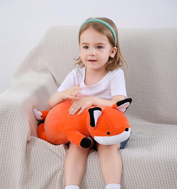 24" 4.2lbs Fox Weighted Stuffed Animals,Cute Cuddle Plushie toy Weighted Fox Plush Throw Pillow for Children Kids Adults(Fox)