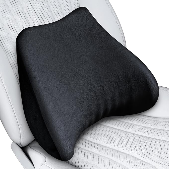 Soft Lumbar Support Pillow for Driving Seat 100% Memory Foam Lumbar Pillow for Lower Back Pain Relief, Lumbar Support Cushion for Car Seat, Office Chair Black