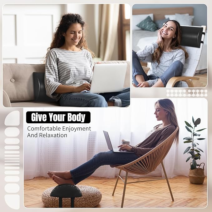 HOMBYS PU Leather Recliner Leg Rest Cushion, Bolster Foot Pillow for Legs, Recliner Foot Pillow, Multipurpose Half Moon Leg Pillow & Back Lumbar Support Cushion for Bed, Chair, Sofa-23"x10"x4"