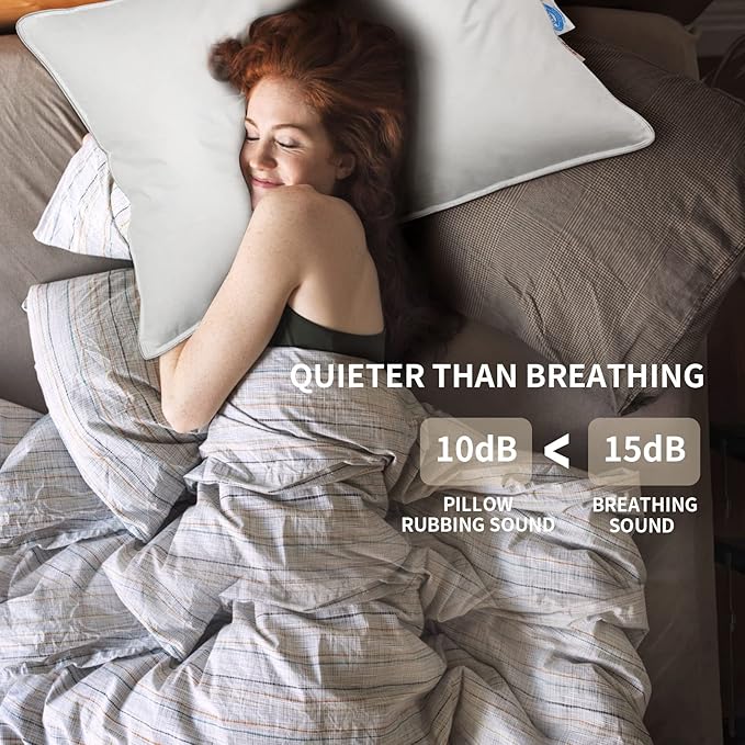 Natural Goose Down Pillows: Luxury Hotel Bed Pillow with 750 Fill Power, White Goose Down Sleeping Pillow with Pillowcase, Soft Pillow for Back, Side, Stomach Sleepers - 1 Pack, Standard (20" x 26")