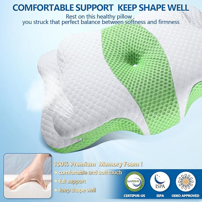 5X Pain Relief Cervical Pillow for Neck and Shoulder Support,Hollow Design Cervical Memory Foam Pillows, Orthopedic Ergonomic Neck Pillow,Contour Bed Pillow for Side,Back,Stomach Sleeper……