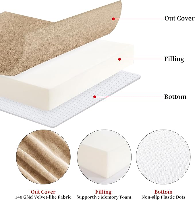 HOMBYS Memory Foam Lumbar Support Pillow for Recliner with Recliner Chair Seat Cushion-Thick Seat Cushion for Elderly with Long Back Support, Extra Large & Non-Slip