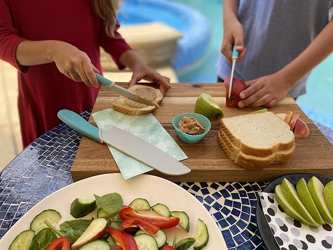 3-Piece 5", 6" and 7" Serrated BPA-Free Knife Set for Kid Safe Cooking