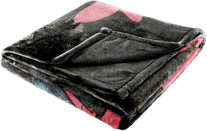 Marvel Deadpool Hearts Plush Throw Blanket - Measures 50 x 70 inches, Red and Black Super Soft Lightweight Fleece Bedding