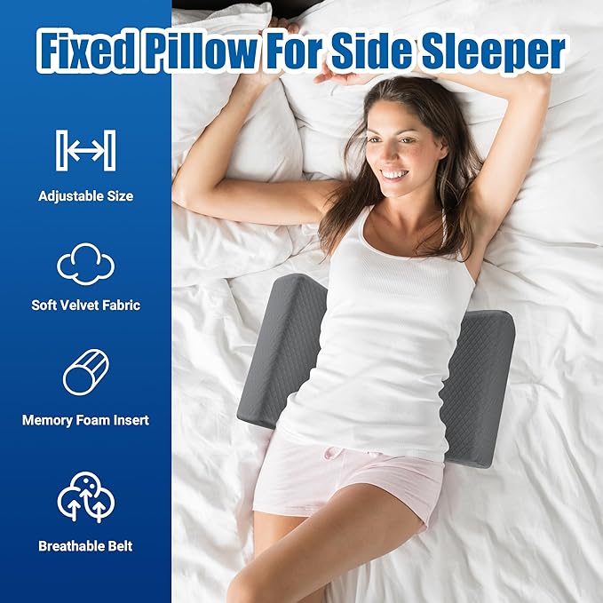 HOMBYS Memory Foam Sleep Position Training Pillow, Body Supportive Trainer Pillow for Back Sleeper Side Sleeper, Adjustable Body Pillow - Grey