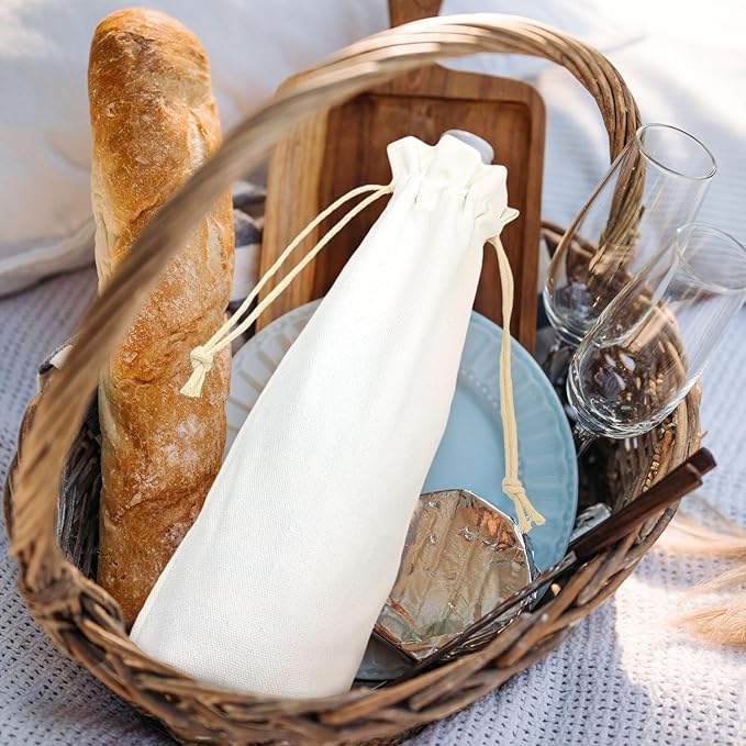 40 Pack Sublimation Wine Bottle Bags Bulk Blank Wine Bottle Gift Bags with Drawstrings Canvas Wine Bags for DIY Heat Transfer Vinyl Halloween Christmas Wedding