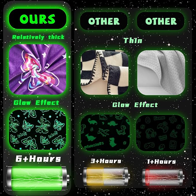 Glow in The Dark Blanket for Girls Butterfly Gifts for Women Kids Teens Soft Throw Blanket