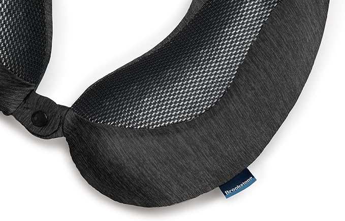 Brookstone Cool Touch Memory Foam Head and Neck Travel Pillow for Vacations, Airplanes, Trains, Buses, and Cars, Size One Size, Black