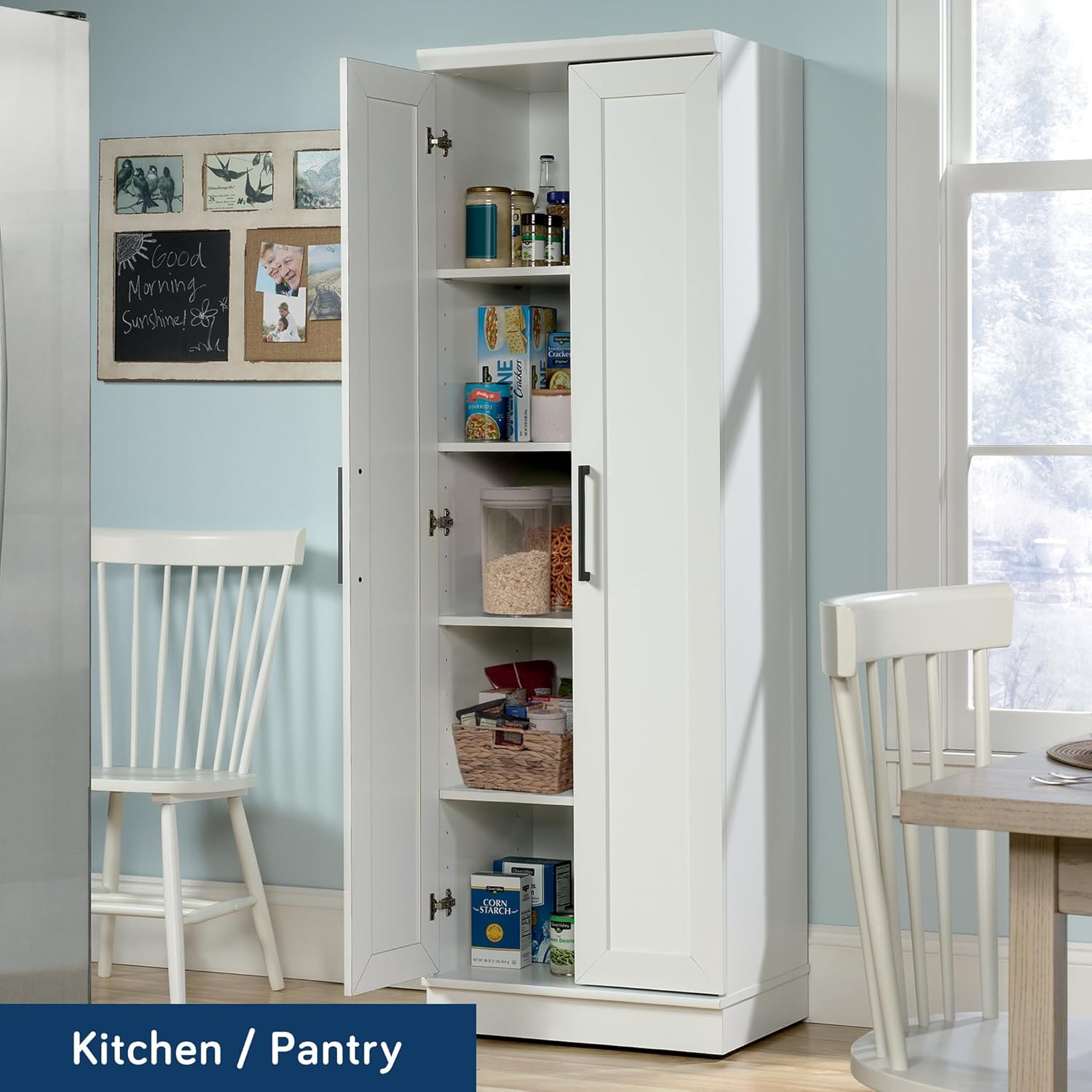 Sauder HomePlus Storage Cabinet/ Pantry cabinets, Soft White finish