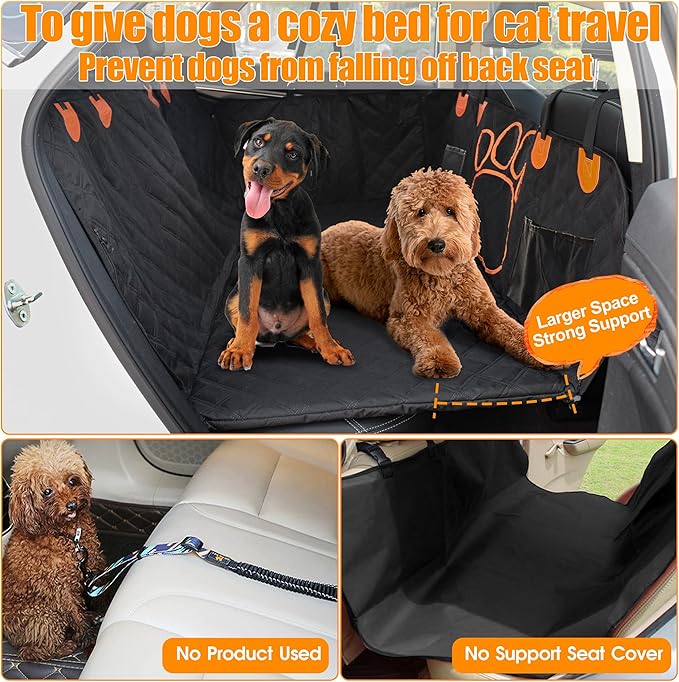 2024 Upgraded Dog Car Seat Cover,Back Seat Extender with Hard Bottom(Holds 480lb),Prevent Dog Falls,Wear-Resistant and Waterproof,Can accommodate 4 Dogs at The Same time.