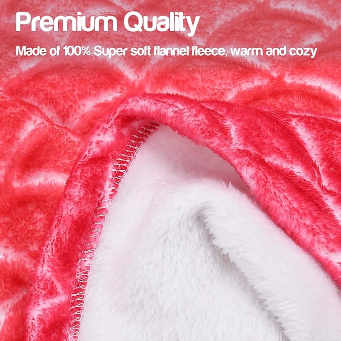 Catalonia Kids Mermaid Tail Blanket, Super Soft Plush Flannel Sleeping Snuggle Blanket for Girls, Rainbow Ombre, Fish Scale Pattern, Gift Idea