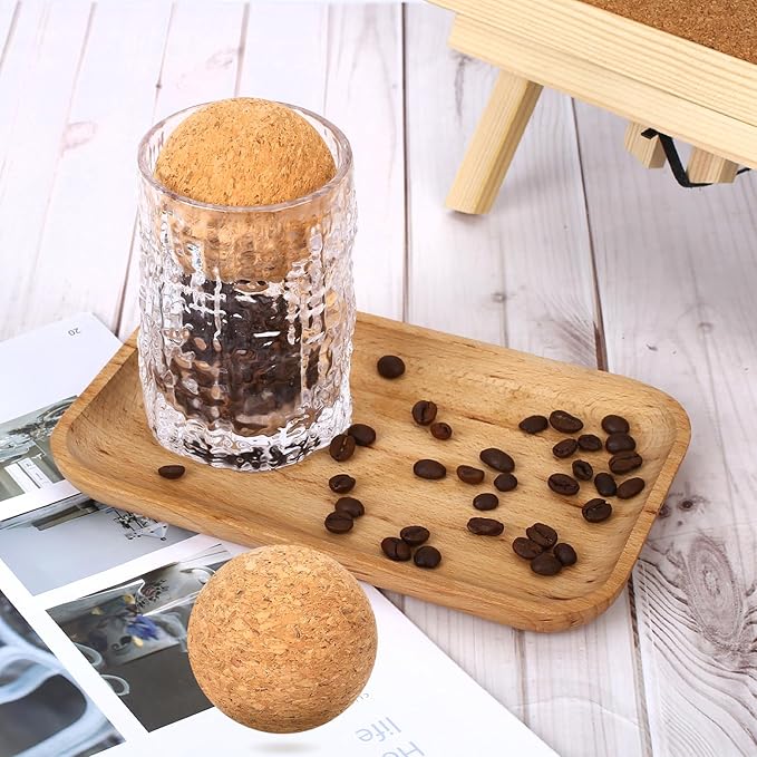2 Pieces Decanter Stopper, Wine Cork Ball Wooden Cork Ball Stopper for Wine, 2 Inch/ 5.3 Cm Glass Decanter Cork Stopper, Decanter Carafe Bottle Replacement Ball Cork Glass Jar Decanter Ball Stopper