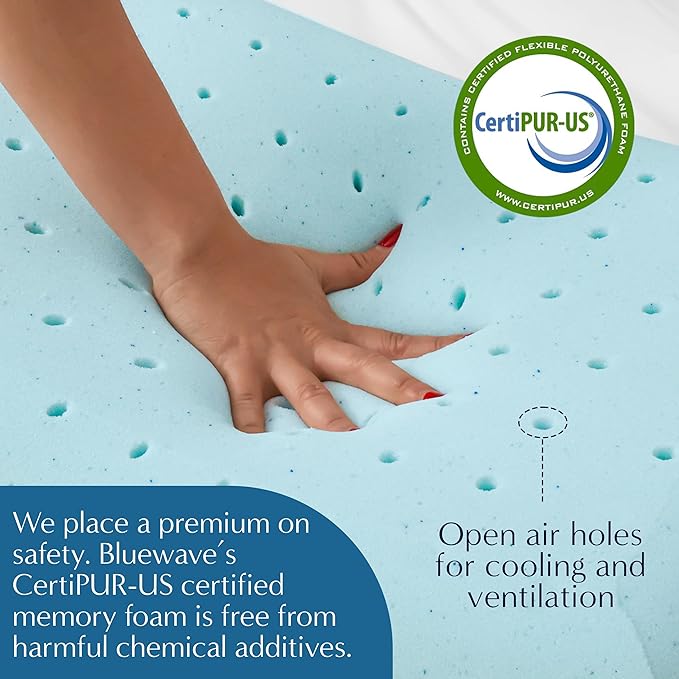 Bluewave Bedding Super Slim Gel Memory Foam Pillow for Stomach and Back Sleepers - Thin, Flat Design for Cervical Neck Alignment and Deeper Sleep (3.25-Inches Height, King Size)