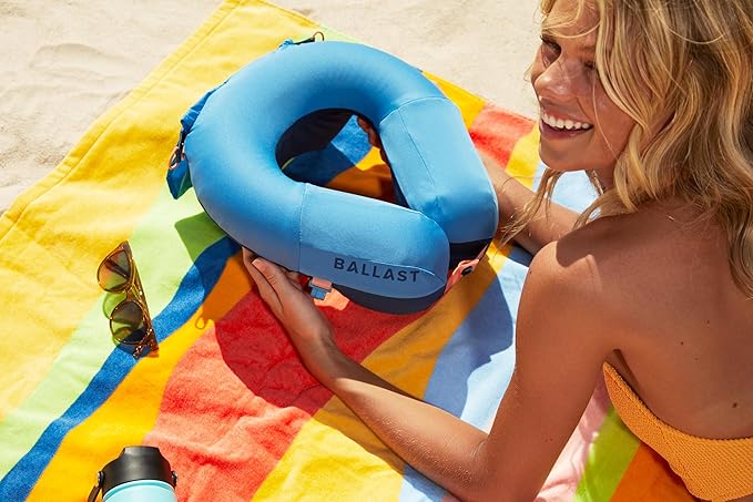 Ballast Travel Pillow PRO - Neck Pillow for Airplane, Beach Pillow, Enjoy Comfort Wherever You Go (Moonlight Grey)