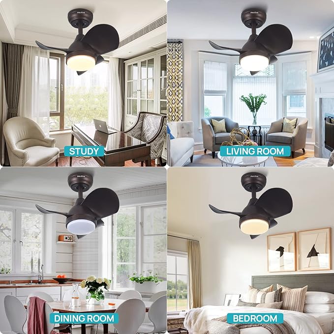 Ceiling Fans with Lights, Modern Ceiling Fan with Lights Remote Control, Flush Mount Ceiling Fan with LED Light， Reversible Quiet DC Motor for Bedroom Living Room(20 Inches)