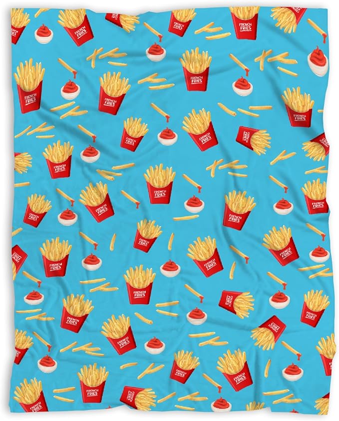 Funny Food French Fries Throw Blanket, Flannel Lightweight Plush Blanket Gift for Girl Boys,Quilt Ultra-soft Throw Fuzzy Blankets for bed Couch Sofa 50"x40" for Kids
